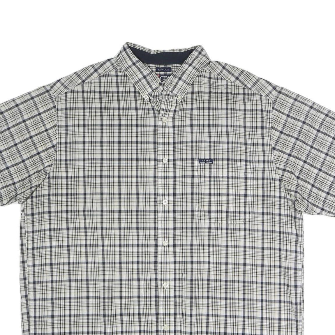 CHAPS RALPH LAUREN Mens White & Navy Checked Shirt XL Cotton Blend Casual