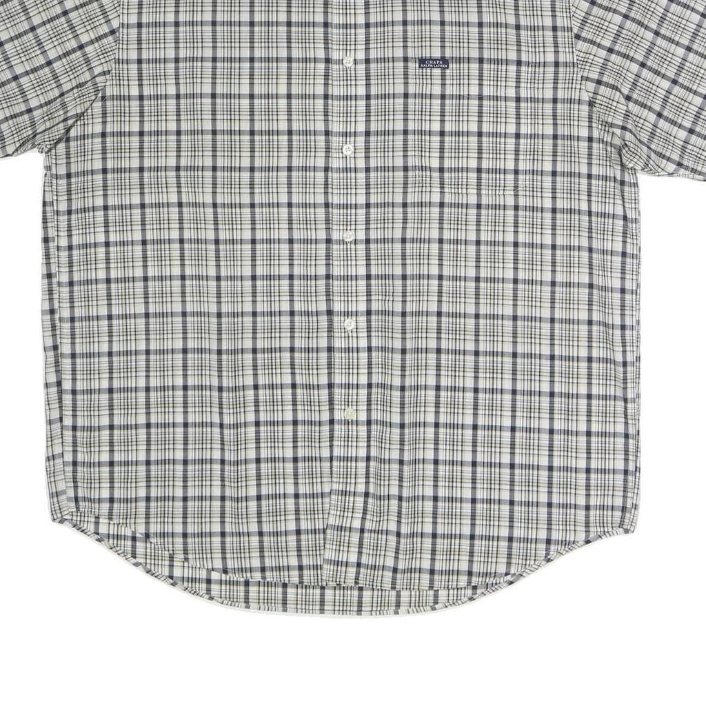 CHAPS RALPH LAUREN Mens White & Navy Checked Shirt XL Cotton Blend Casual
