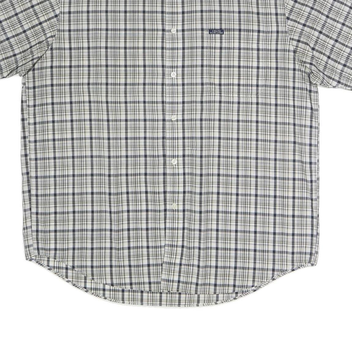 CHAPS RALPH LAUREN Mens White & Navy Checked Shirt XL Cotton Blend Casual