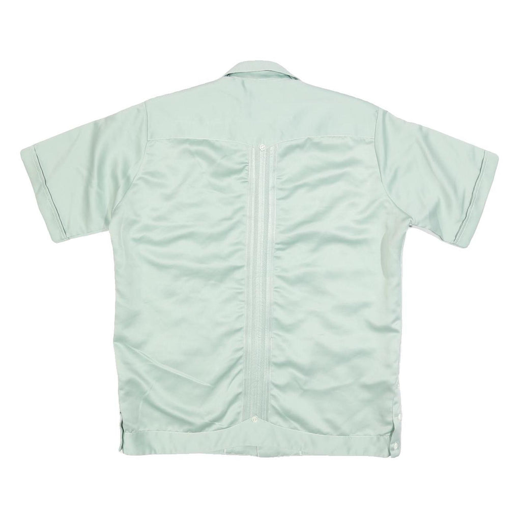 YUGA CHEN Mens Pale Green Shirt M Casual Short Sleeve Button-Up Polyester