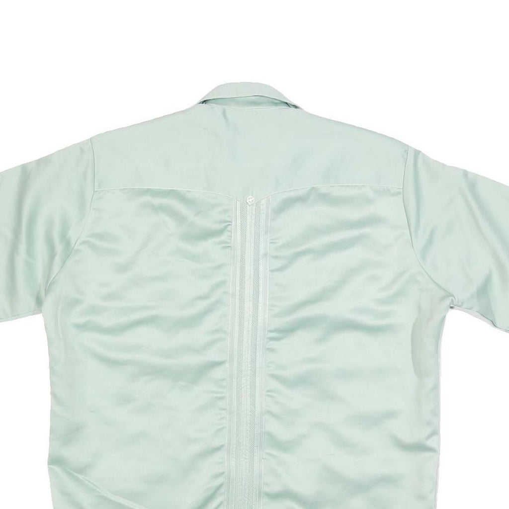 YUGA CHEN Mens Pale Green Shirt M Casual Short Sleeve Button-Up Polyester