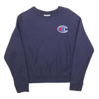 CHAMPION REVERSE WEAVE Womens Navy Blue Sweatshirt Crew Neck S Cotton Blend