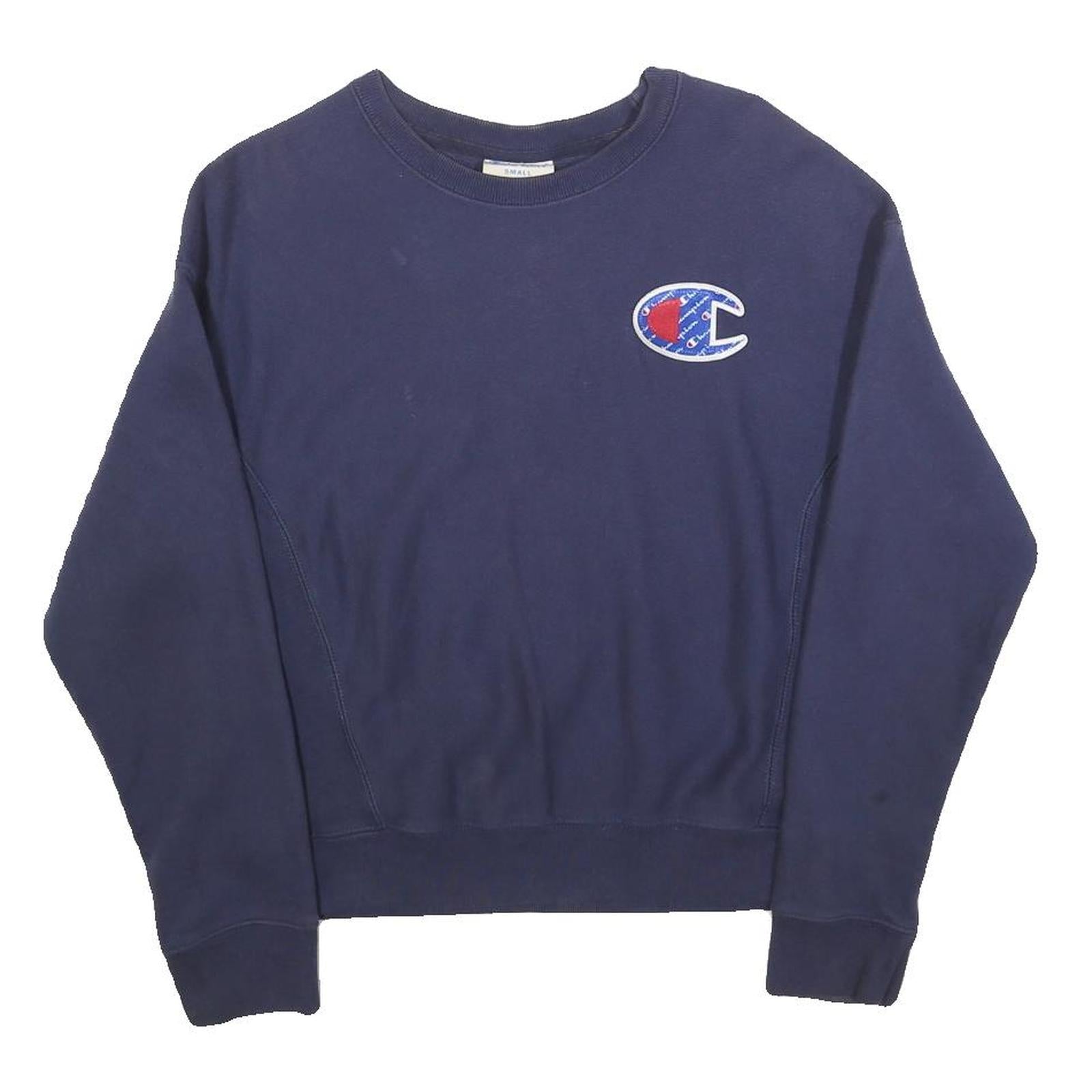 CHAMPION REVERSE WEAVE Womens Navy Blue Sweatshirt Crew Neck S Cotton Blend