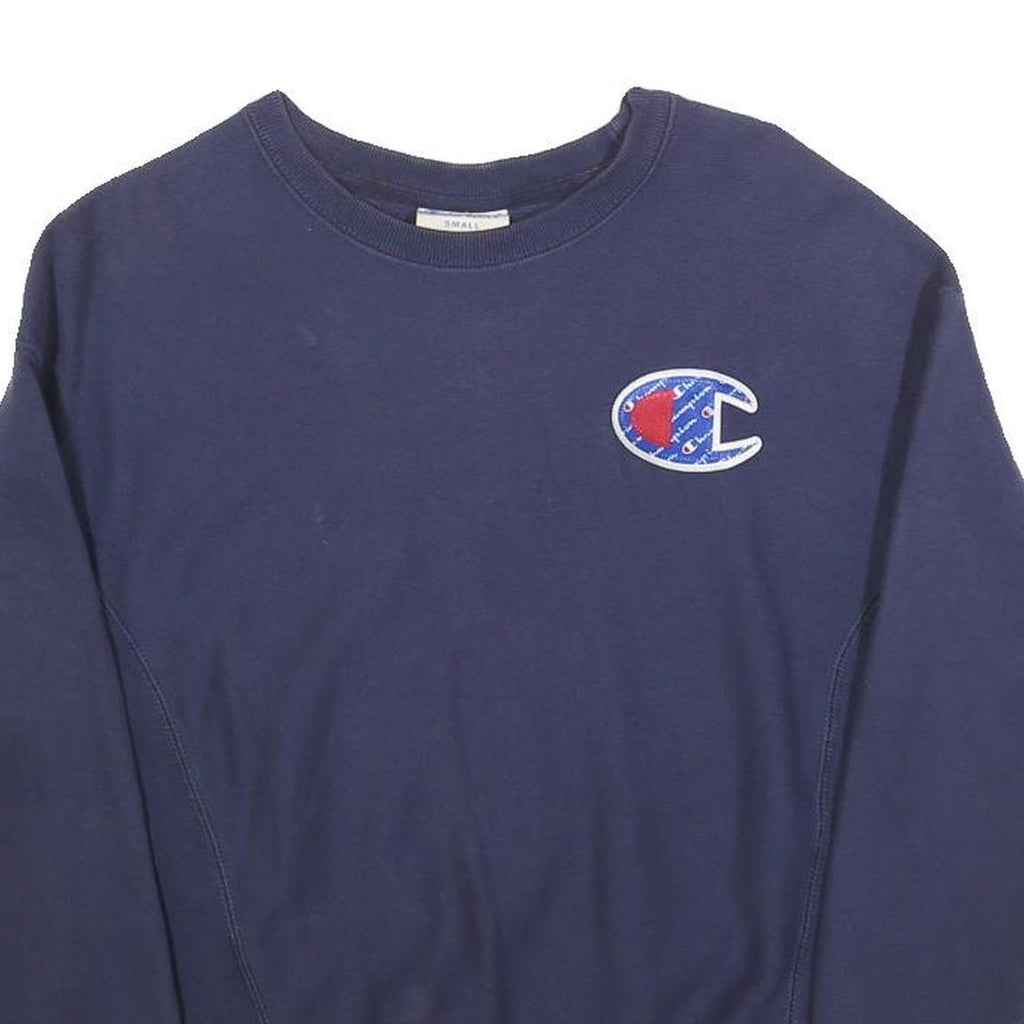 CHAMPION REVERSE WEAVE Womens Navy Blue Sweatshirt Crew Neck S Cotton Blend