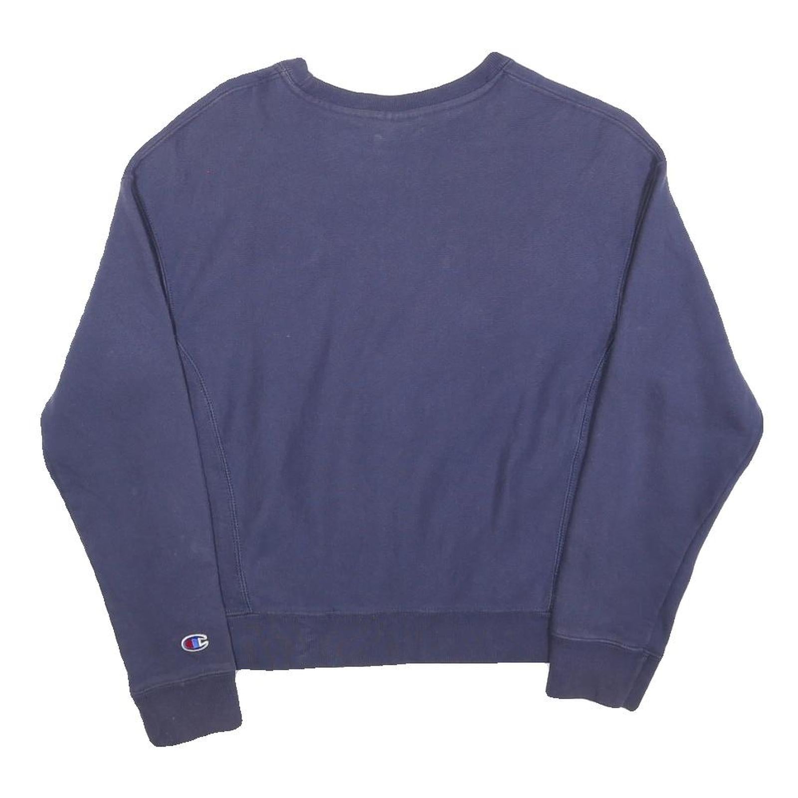 CHAMPION REVERSE WEAVE Womens Navy Blue Sweatshirt Crew Neck S Cotton Blend