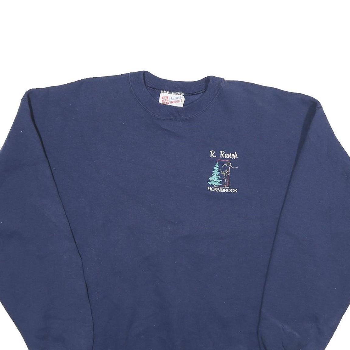 HANES Mens Navy Blue R Ranch Hornbrook Crew Neck XL Cotton Sweatshirt