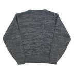 ATLANTIC TRADERS Mens Grey & Teal Patterned Acrylic Jumper Crew Neck Chunky Knit