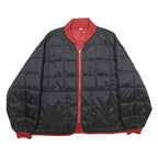 Mens Black & Red Quilted Jacket XL Zip Bomber Style Casual Outerwear
