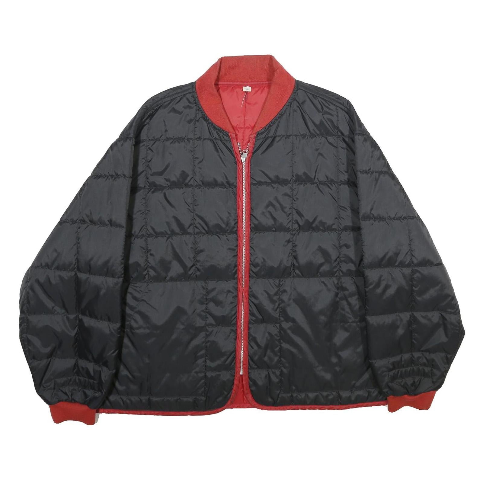 Mens Black & Red Quilted Jacket XL Zip Bomber Style Casual Outerwear