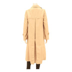 Womens Beige Button Closure Viscose Jacket Coat S Plain Long Sleeve Classic Fit