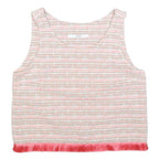 UTERQUE Womens Pink & Beige Sleeveless Scoop Neck Printed Top S Stylish Relaxed
