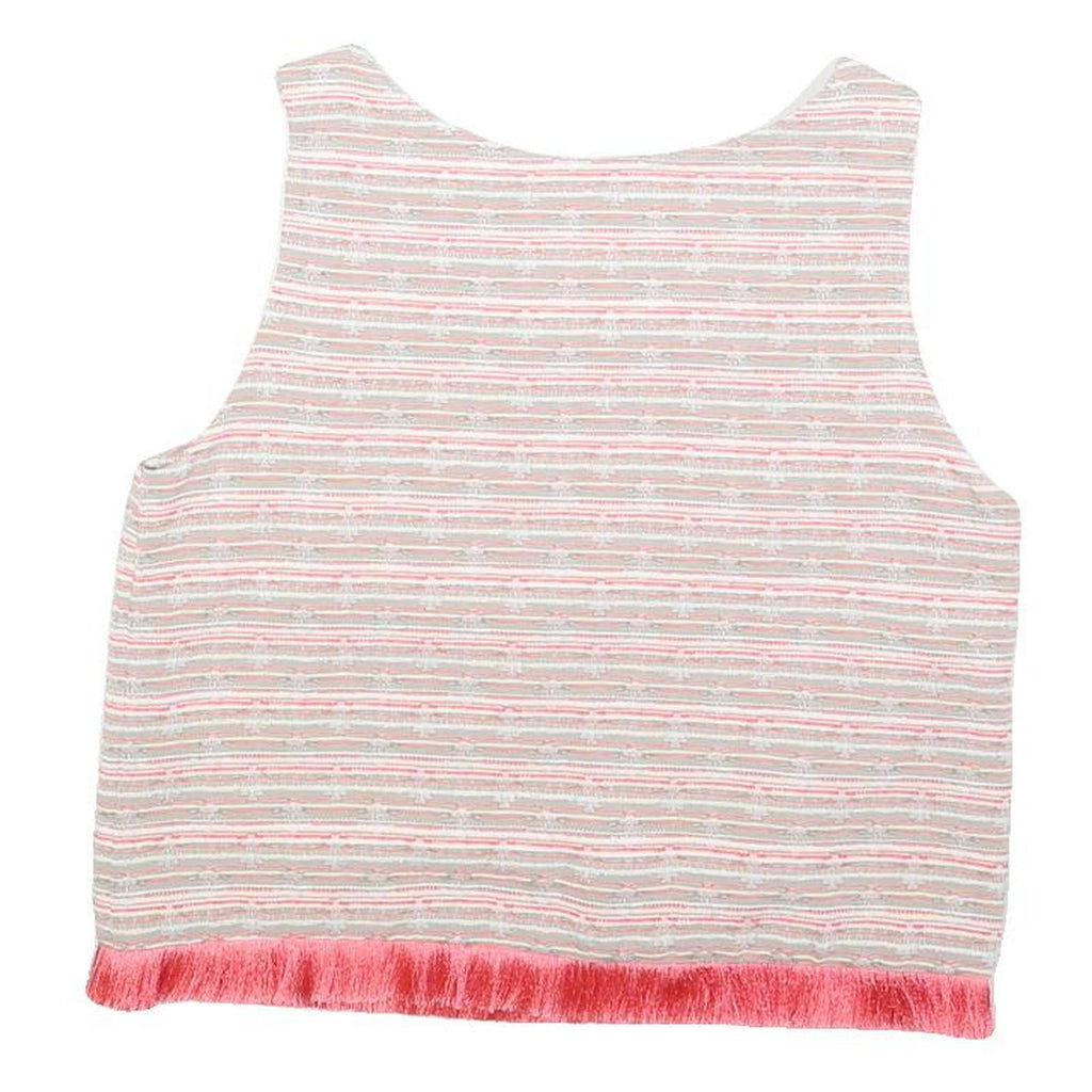 UTERQUE Womens Pink & Beige Sleeveless Scoop Neck Printed Top S Stylish Relaxed