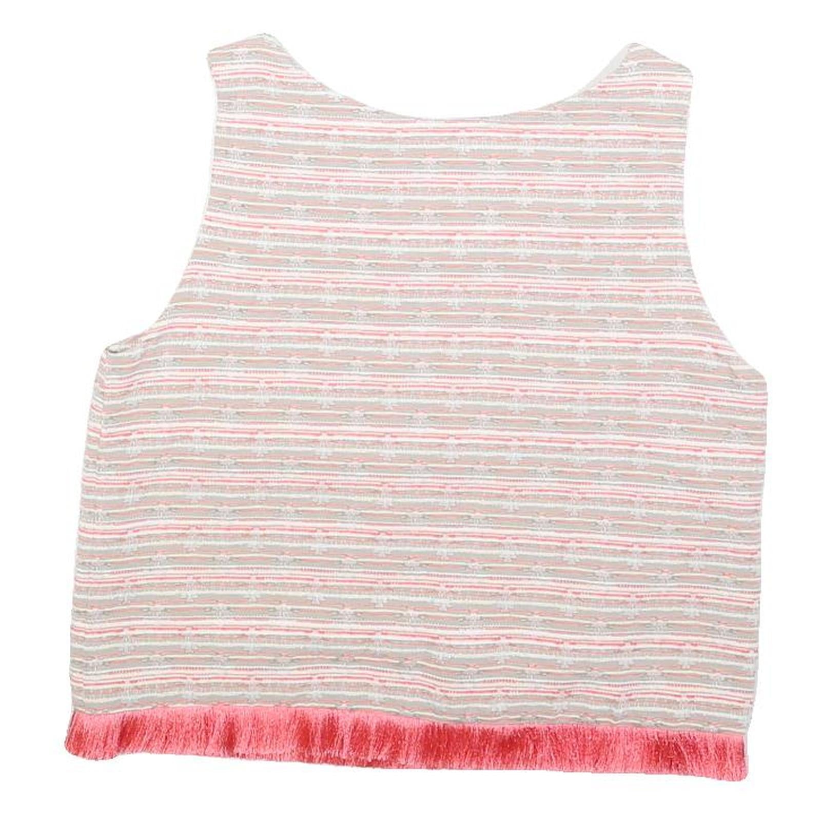 UTERQUE Womens Pink & Beige Sleeveless Scoop Neck Printed Top S Stylish Relaxed