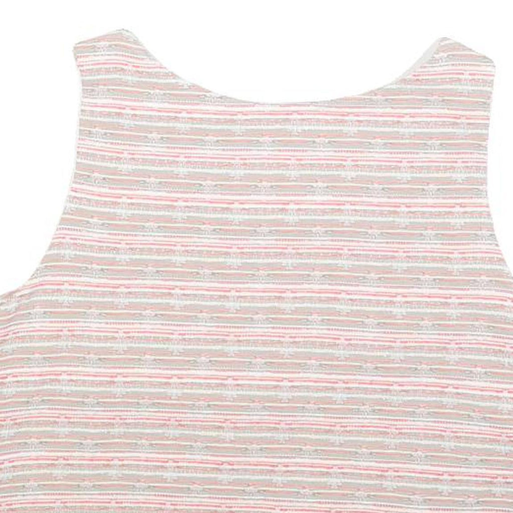 UTERQUE Womens Pink & Beige Sleeveless Scoop Neck Printed Top S Stylish Relaxed