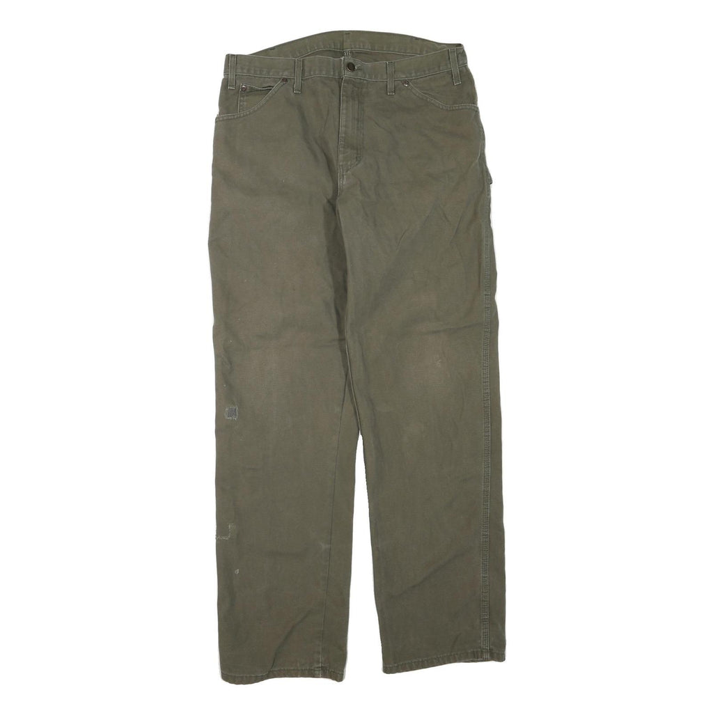 DICKIES Mens Regular Fit Jeans Green Cotton Blend W36 L34 Workwear Durable