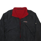 TOMMY HILFIGER Mens Black & Red Reversible Jacket L Polyester Blend Zip Classic