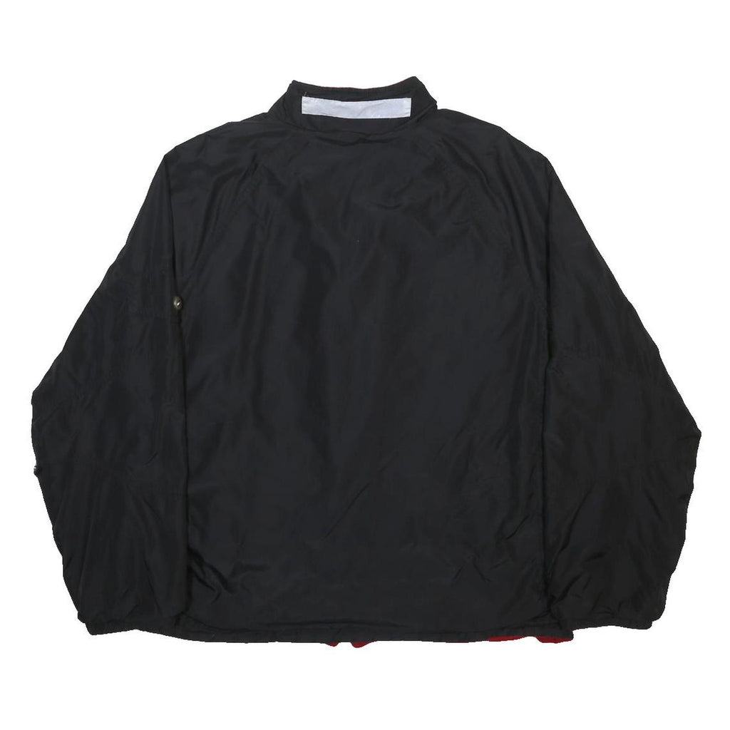 TOMMY HILFIGER Mens Black & Red Reversible Jacket L Polyester Blend Zip Classic