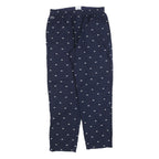 LACOSTE Mens Cotton Blend Navy Relaxed Straight Trousers W36 L30 Crocodile Logo