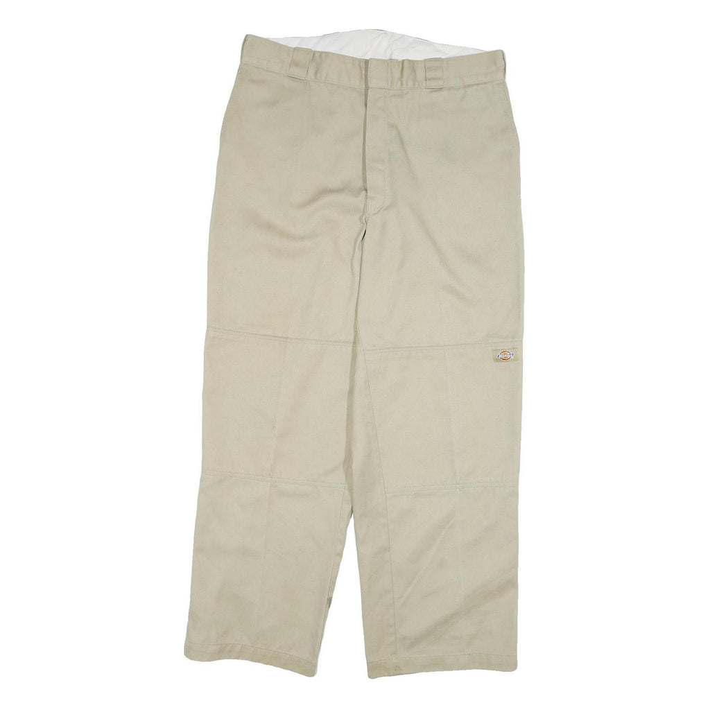 DICKIES Mens Cotton Blend Beige Regular Straight Trousers W34 L30 Workwear
