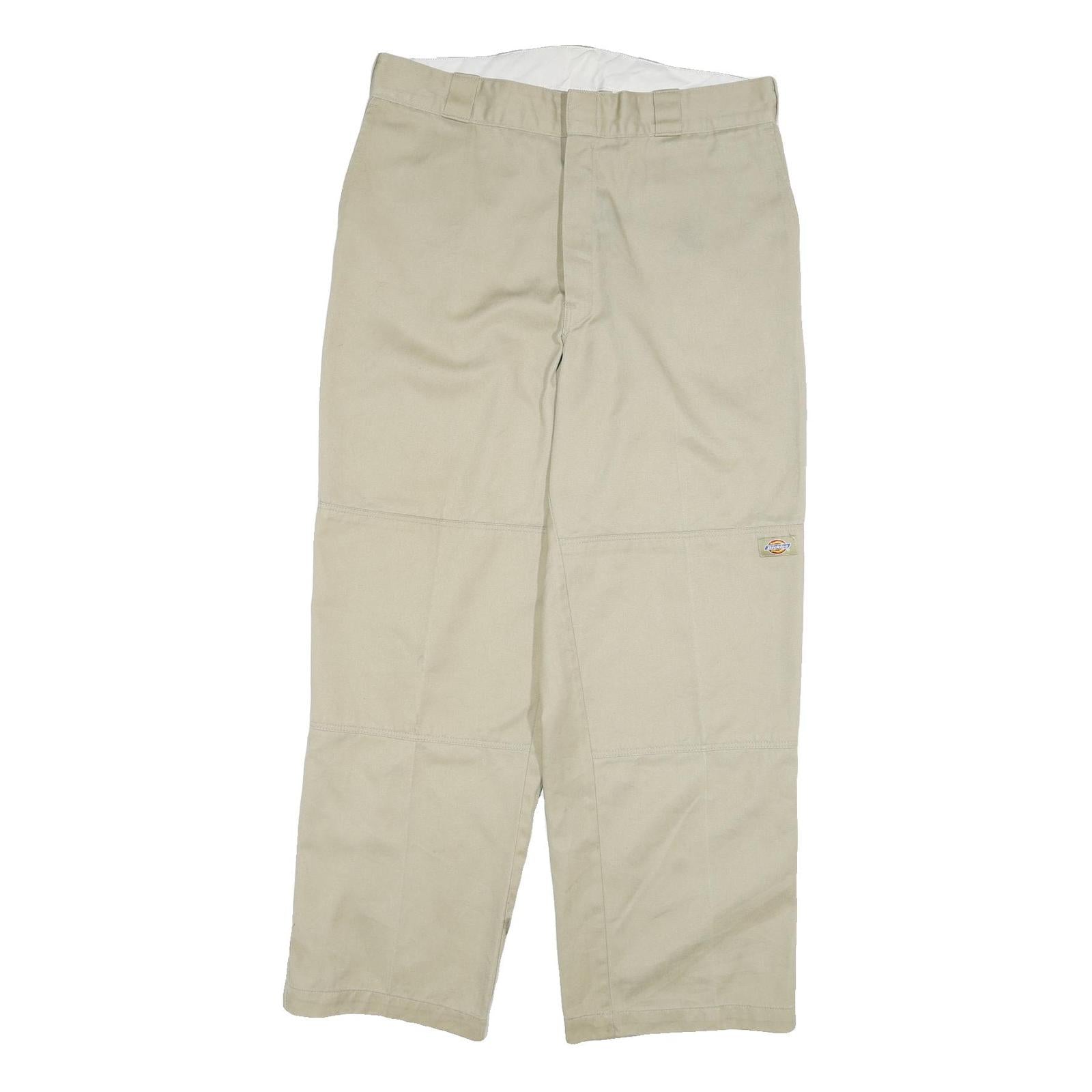 DICKIES Mens Cotton Blend Beige Regular Straight Trousers W34 L30 Workwear