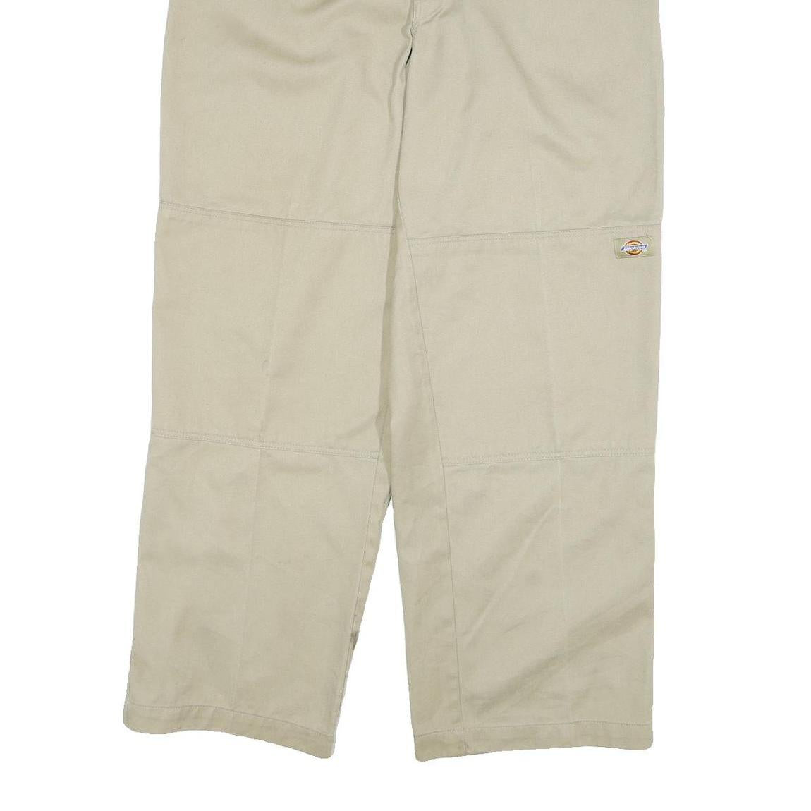 DICKIES Mens Cotton Blend Beige Regular Straight Trousers W34 L30 Workwear