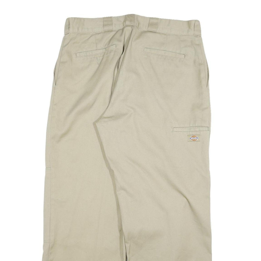 DICKIES Mens Cotton Blend Beige Regular Straight Trousers W34 L30 Workwear