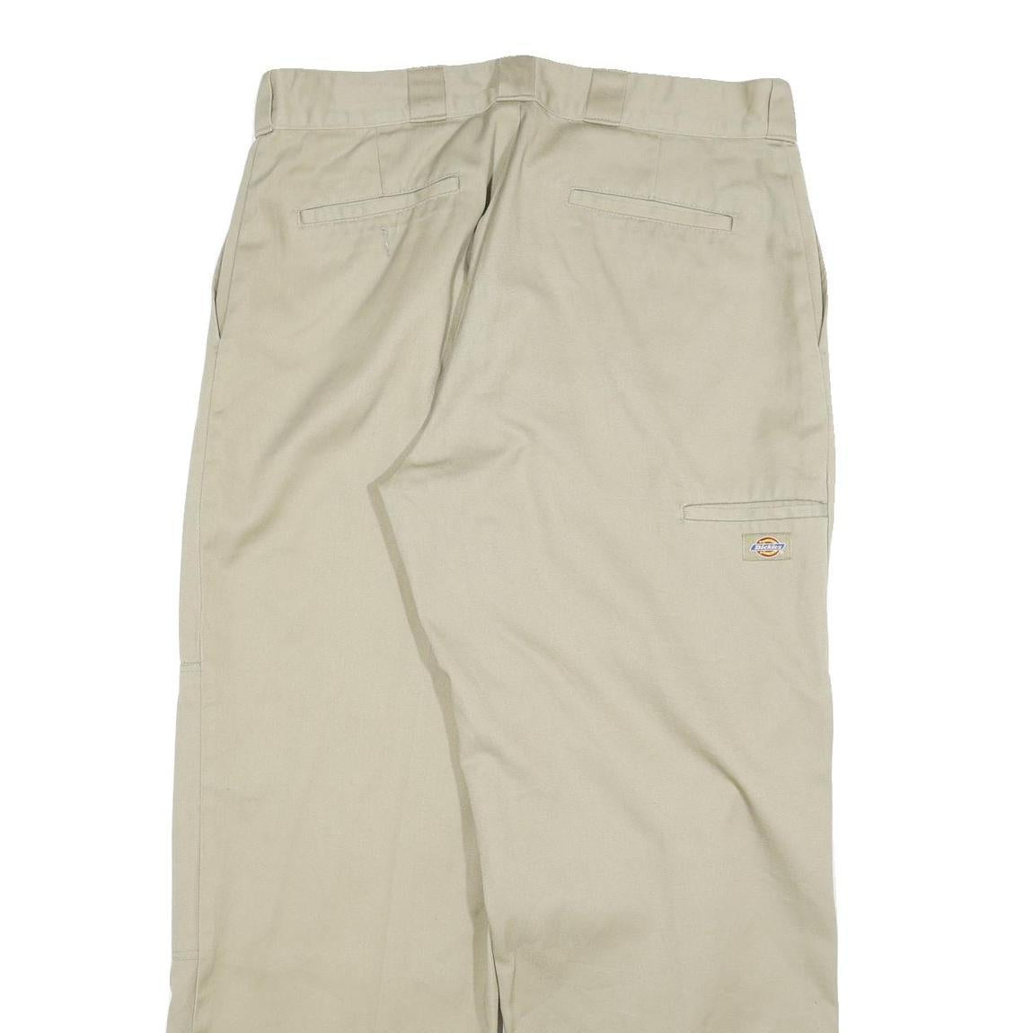 DICKIES Mens Cotton Blend Beige Regular Straight Trousers W34 L30 Workwear