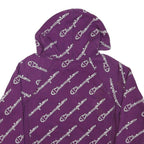 CHAMPION Mens Purple All Over Logo Print Pullover Hoodie S Cotton Blend