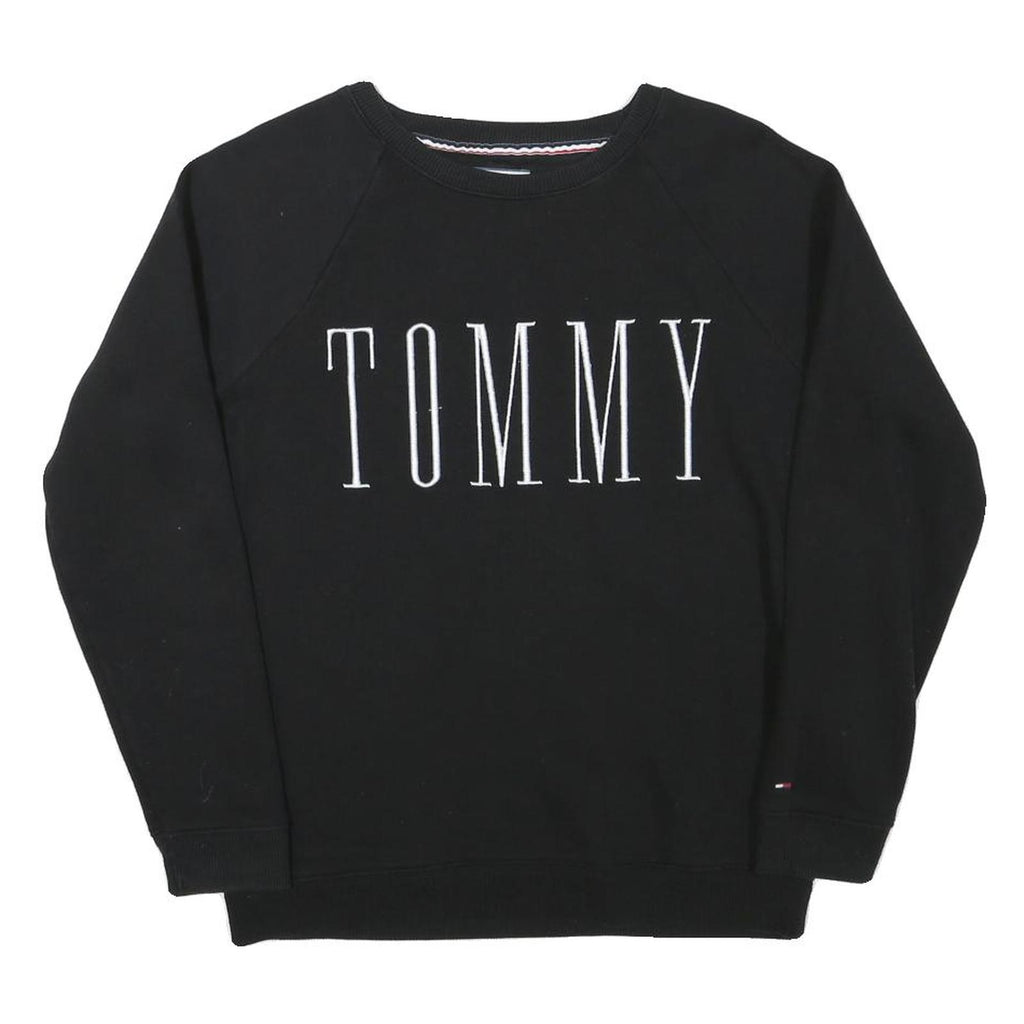 TOMMY HILFIGER Mens Black Crew Neck S Sweatshirt Cotton Blend Pullover