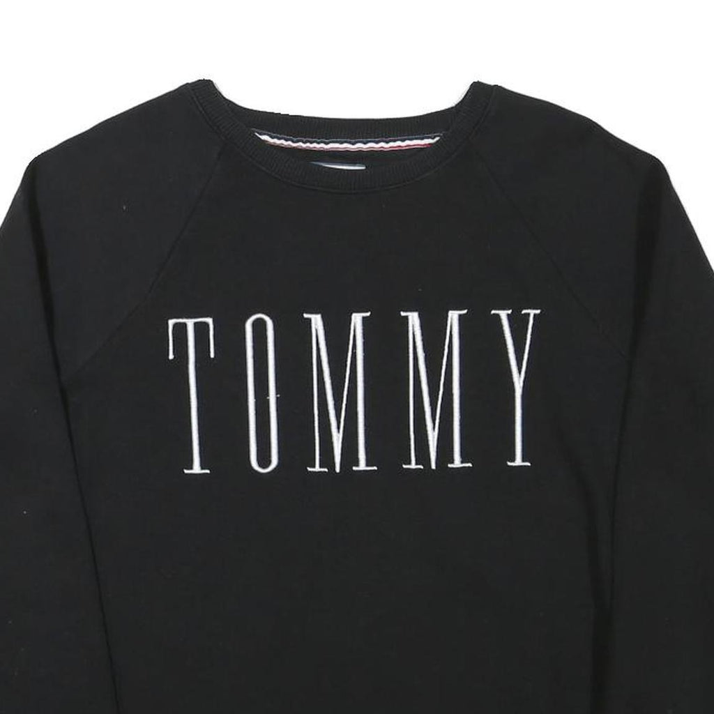 TOMMY HILFIGER Mens Black Crew Neck S Sweatshirt Cotton Blend Pullover