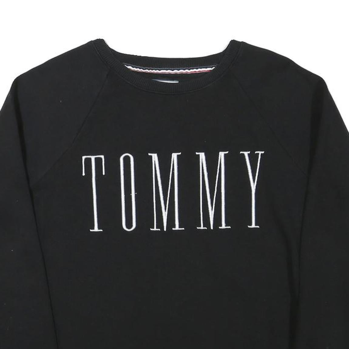 TOMMY HILFIGER Mens Black Crew Neck S Sweatshirt Cotton Blend Pullover