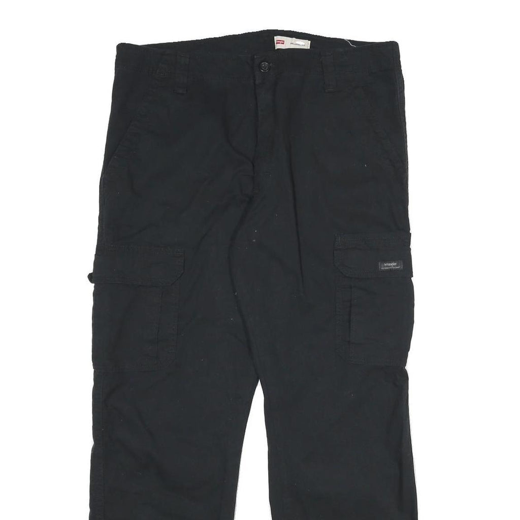 WRANGLER Mens Black Cotton Blend Relaxed Cargo Trousers W36 L30 Workwear