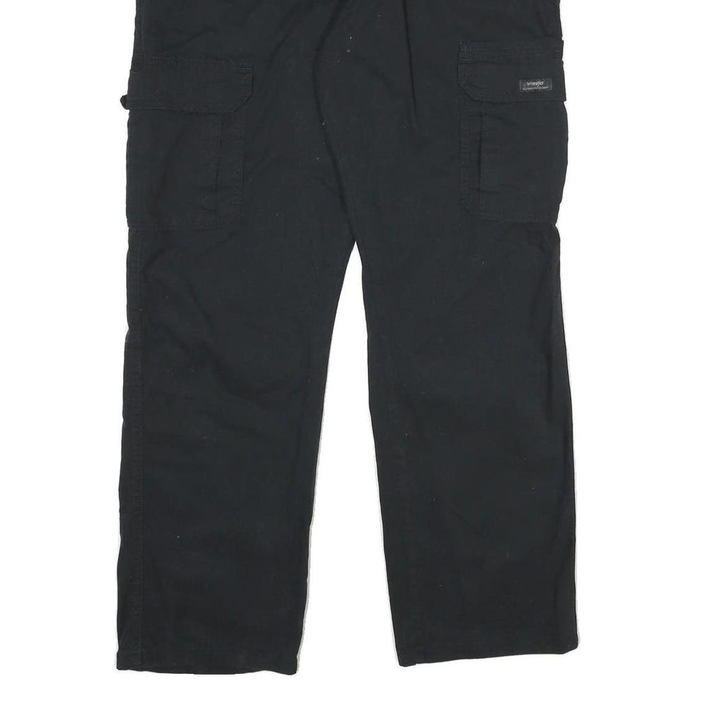 WRANGLER Mens Black Cotton Blend Relaxed Cargo Trousers W36 L30 Workwear