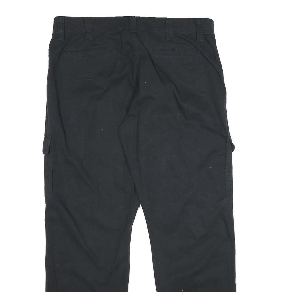 WRANGLER Mens Black Cotton Blend Relaxed Cargo Trousers W36 L30 Workwear