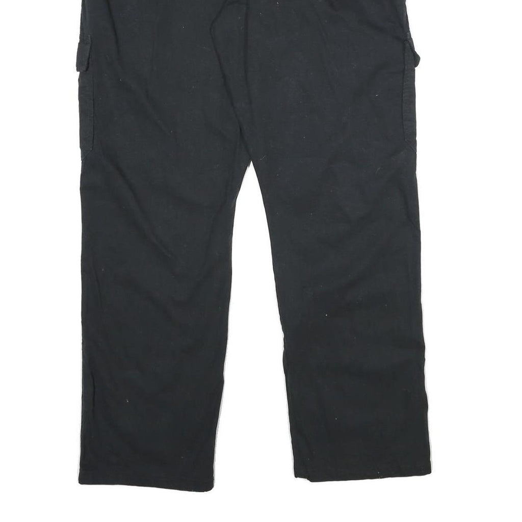 WRANGLER Mens Black Cotton Blend Relaxed Cargo Trousers W36 L30 Workwear