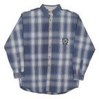 MICKEY INC Mens Blue Check Shirt L Button Down Cotton Blend Casual