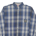 MICKEY INC Mens Blue Check Shirt L Button Down Cotton Blend Casual