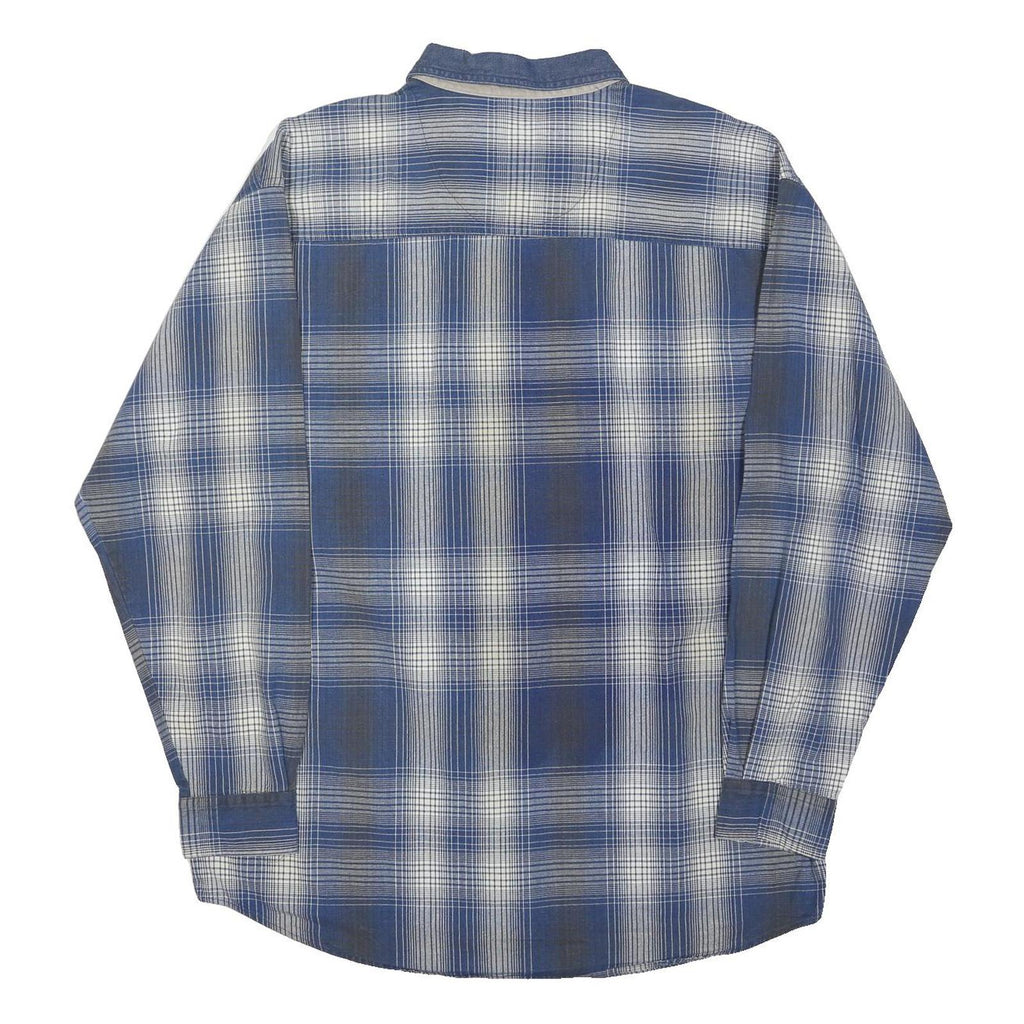 MICKEY INC Mens Blue Check Shirt L Button Down Cotton Blend Casual