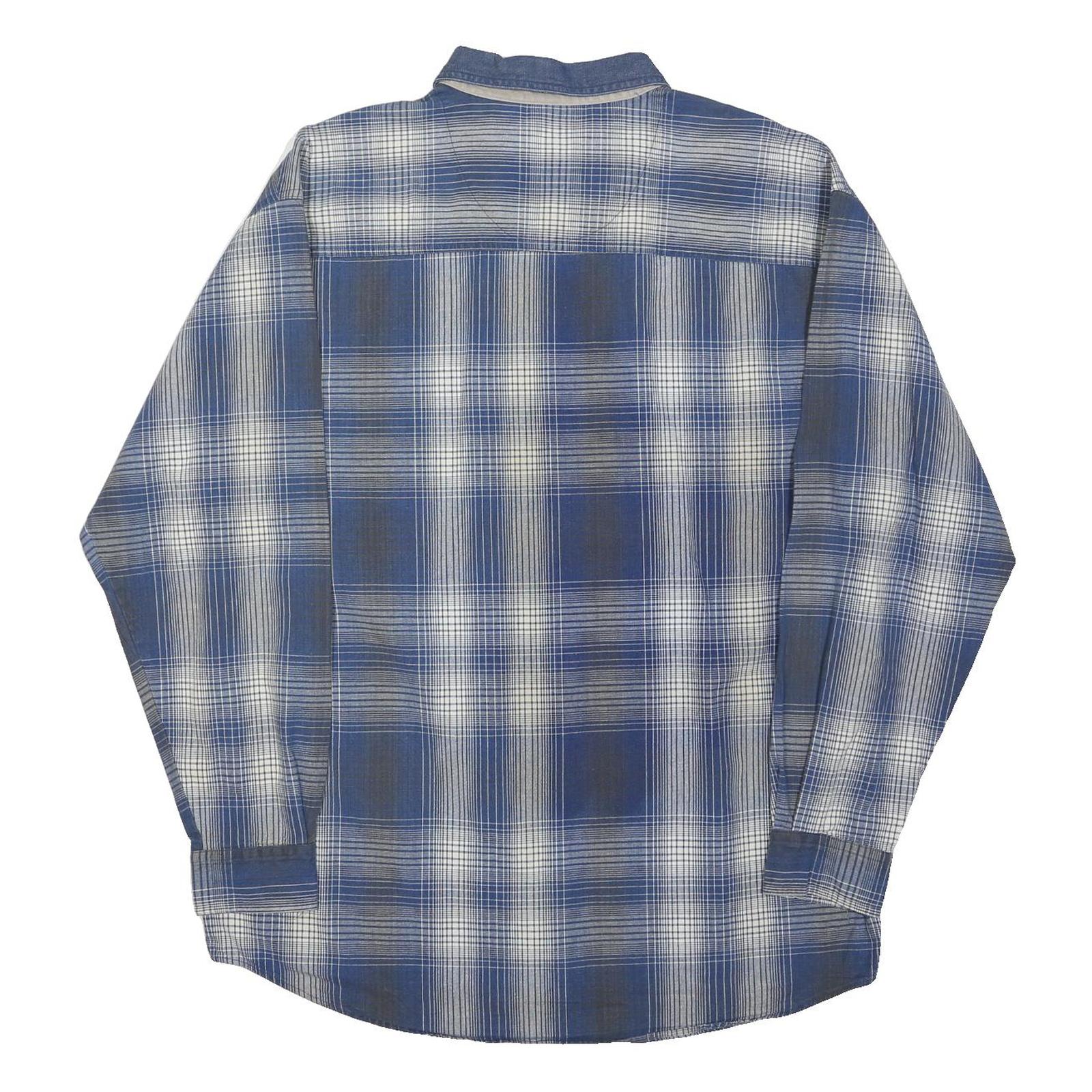 MICKEY INC Mens Blue Check Shirt L Button Down Cotton Blend Casual