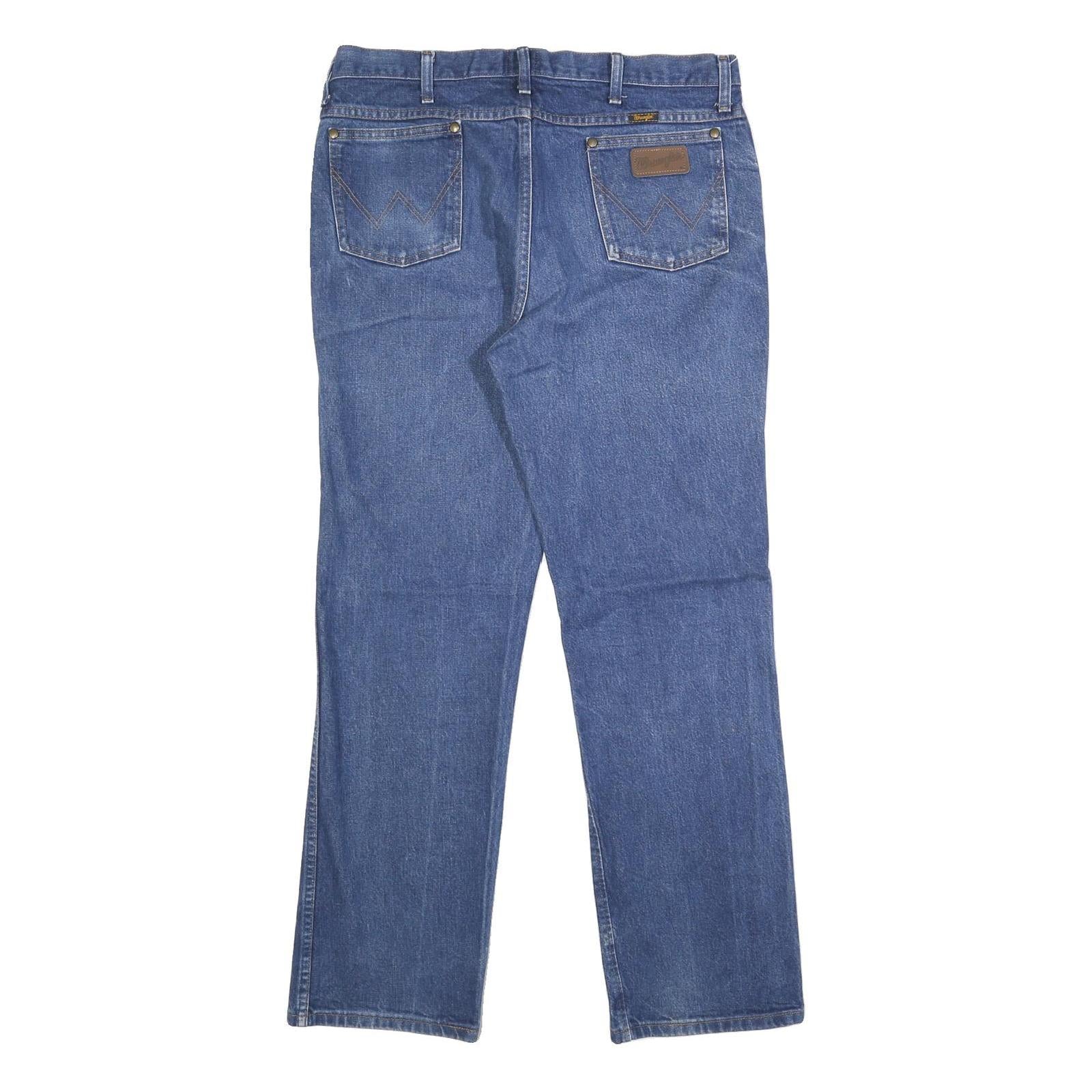 WRANGLER Mens Slim Blue Denim Jeans Slim Fit W36 L32 Classic Casual Zip