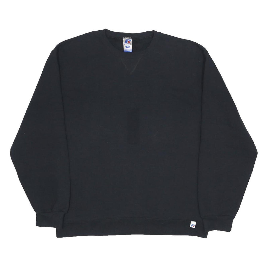RUSSELL ATHLETIC Mens Black Cotton Blend Crew Neck M Plain Casual Sweatshirt
