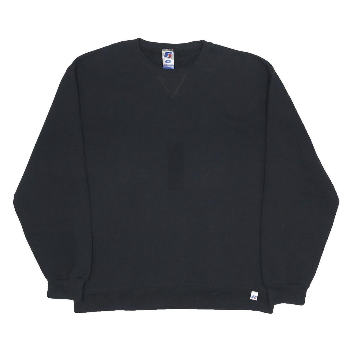 RUSSELL ATHLETIC Mens Black Cotton Blend Crew Neck M Plain Casual Sweatshirt