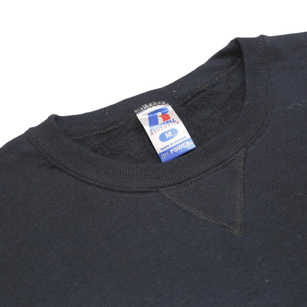 RUSSELL ATHLETIC Mens Black Cotton Blend Crew Neck M Plain Casual Sweatshirt