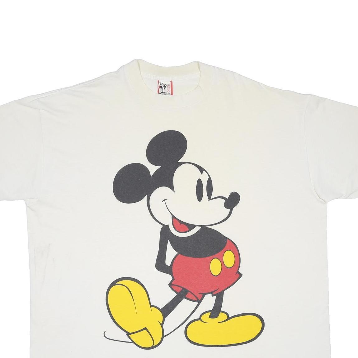 DISNEY Womens White Mickey Mouse Graphic T-Shirt One Size Short Sleeve Crew Neck