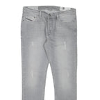 DIESEL Mens Slim Grey Denim Slim Jeans Cotton Blend W33 L29 Distressed Zip