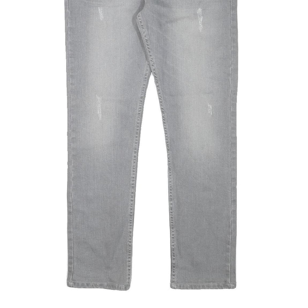 DIESEL Mens Slim Grey Denim Slim Jeans Cotton Blend W33 L29 Distressed Zip