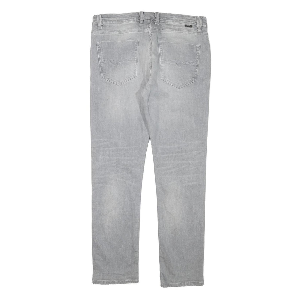 DIESEL Mens Slim Grey Denim Slim Jeans Cotton Blend W33 L29 Distressed Zip