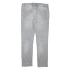 DIESEL Mens Slim Grey Denim Slim Jeans Cotton Blend W33 L29 Distressed Zip