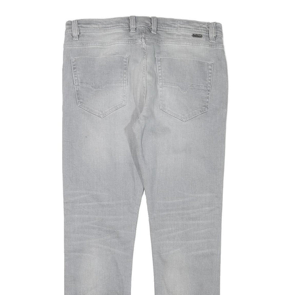 DIESEL Mens Slim Grey Denim Slim Jeans Cotton Blend W33 L29 Distressed Zip