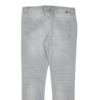 DIESEL Mens Slim Grey Denim Slim Jeans Cotton Blend W33 L29 Distressed Zip